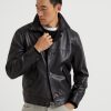 Grained leather jacket