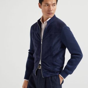 Suede bomber jacket