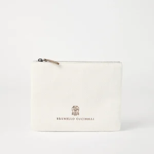 Clutch with embroidered logo