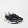 Suede and calfskin runners
