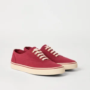 Canvas and calfskin sneakers