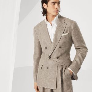 Diagonal twill unconstructed blazer