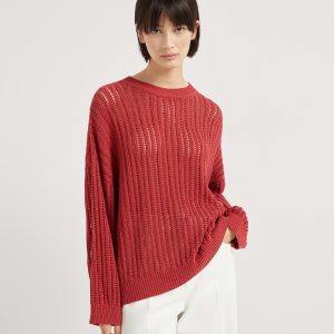 Ribbed openwork sweater
